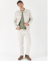 Khaki sweater with white contrasting collar | Roberto Verino