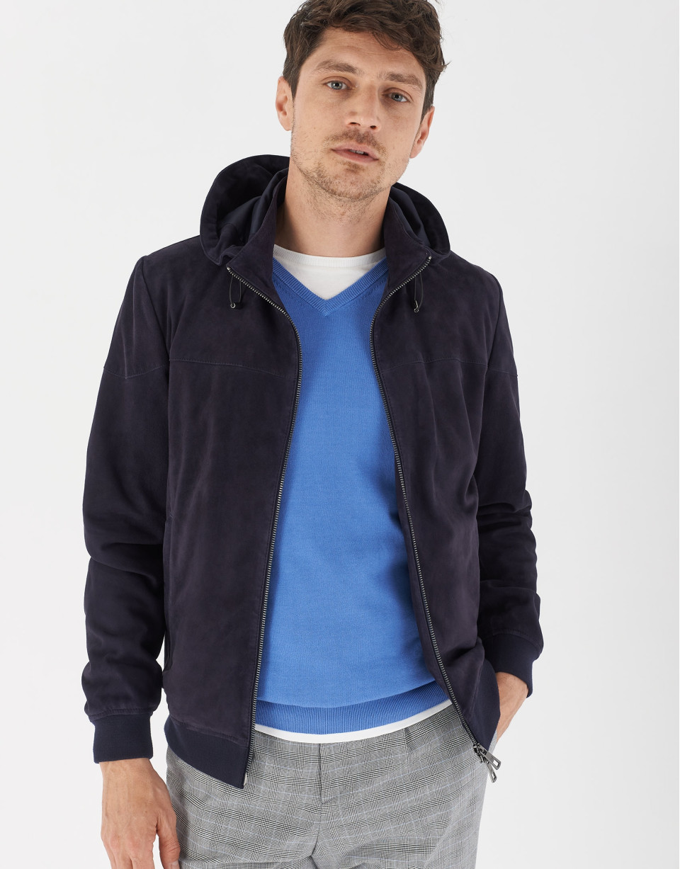 Blue cotton sweater with V-neck - Man - SS2021 | Roberto Verino