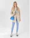 Beige wool double-breasted coat