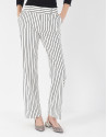 Pantalón recto rayas blanco y negro - Mujer | Roberto Verino