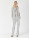 Black and white striped straight pants - Woman | Roberto Verino