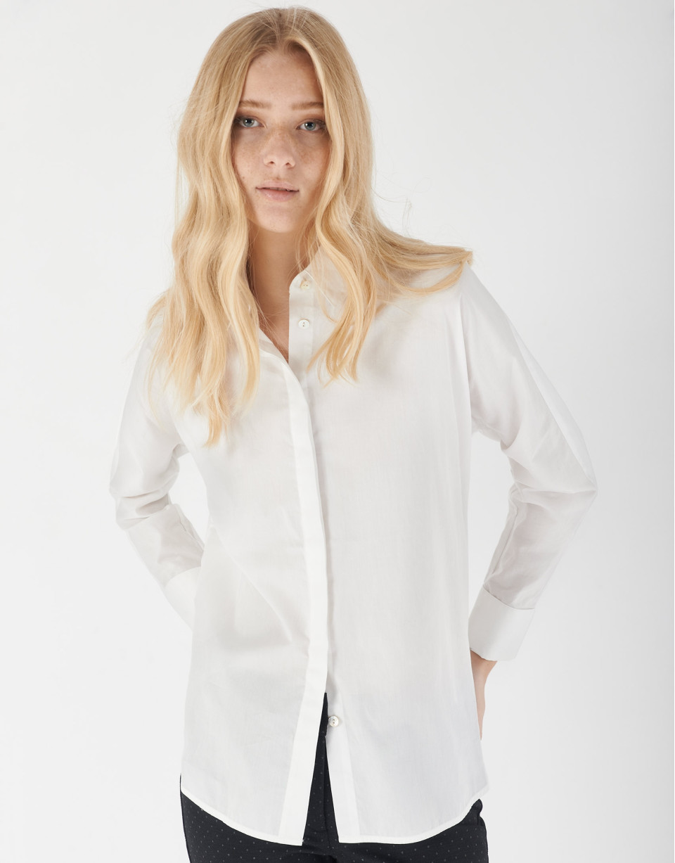White loose blouse with long sleeves - Woman | Roberto Verino