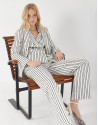 Pantalón recto rayas blanco y negro - Mujer | Roberto Verino