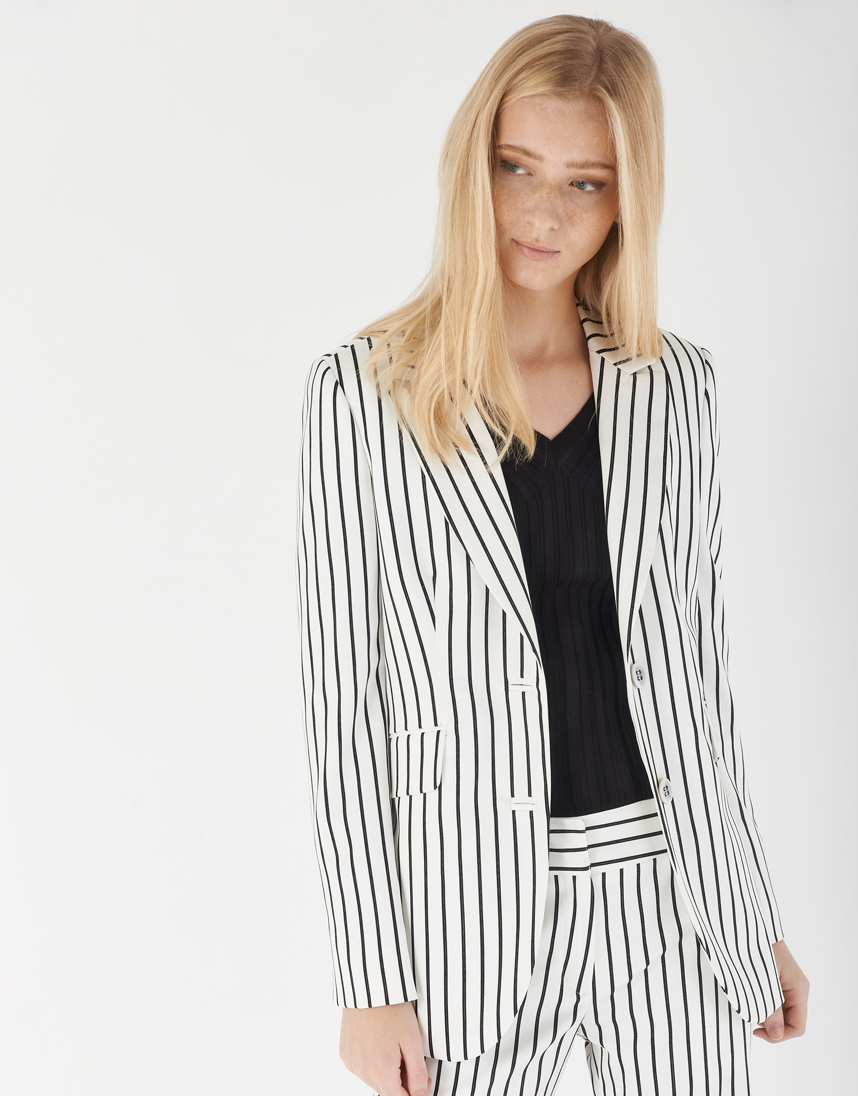 Black and white striped blazer - Woman - SS2021 | Roberto Verino