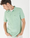 Green pique cotton polo shirt with white ... | Roberto Verino