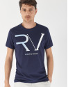 Navy blue cotton top with light blue RV logo  | Roberto Verino