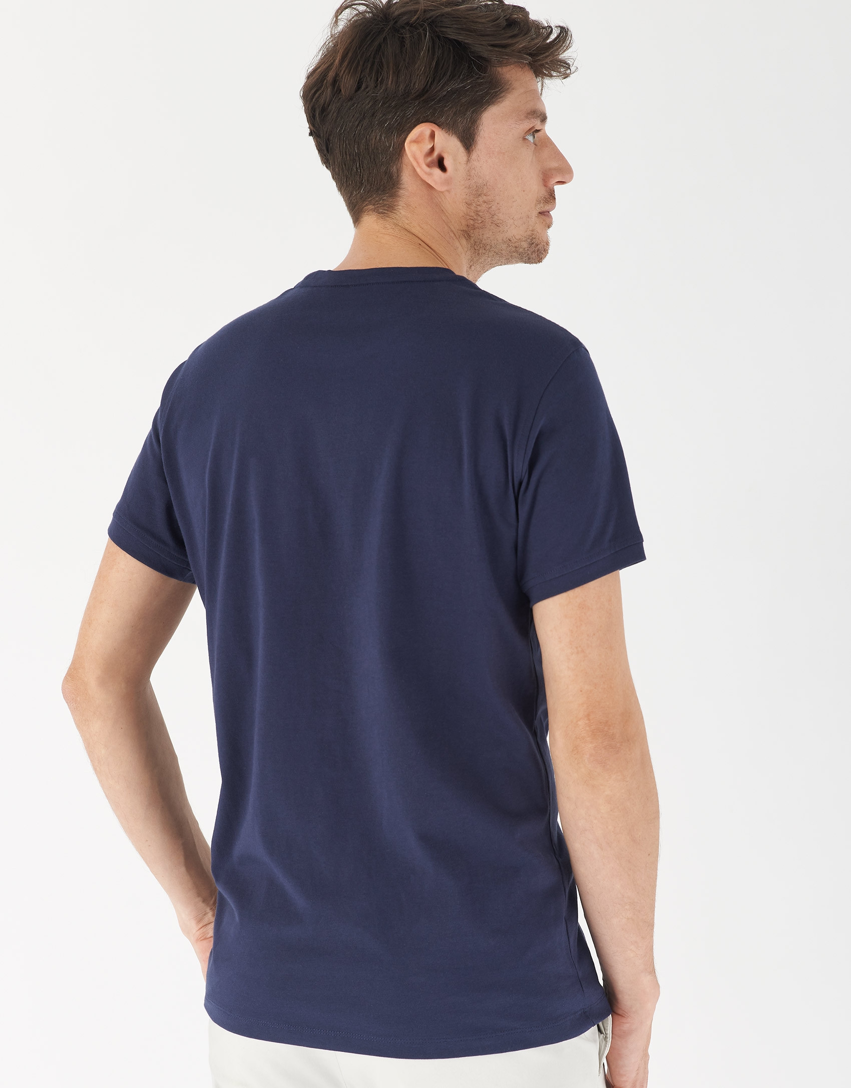 Navy blue cotton top with light blue RV logo  | Roberto Verino
