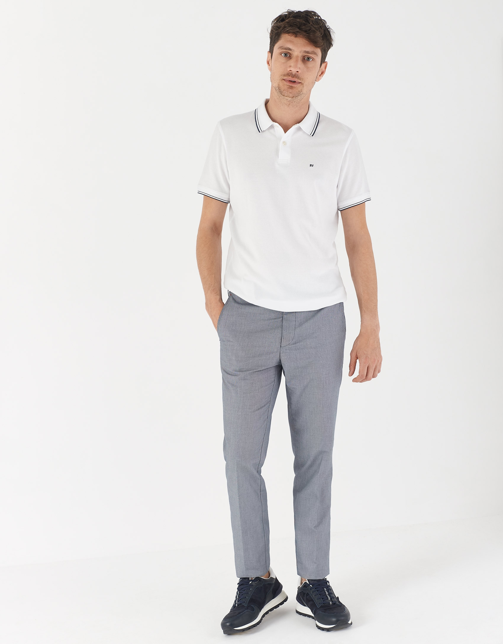Pantalón chino ojo de perdiz azul - Hombre | Roberto Verino