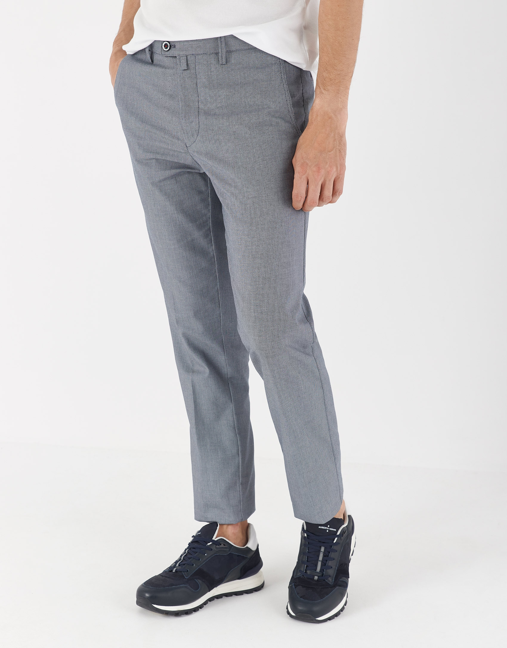 Pantalón chino ojo de perdiz azul - Hombre | Roberto Verino