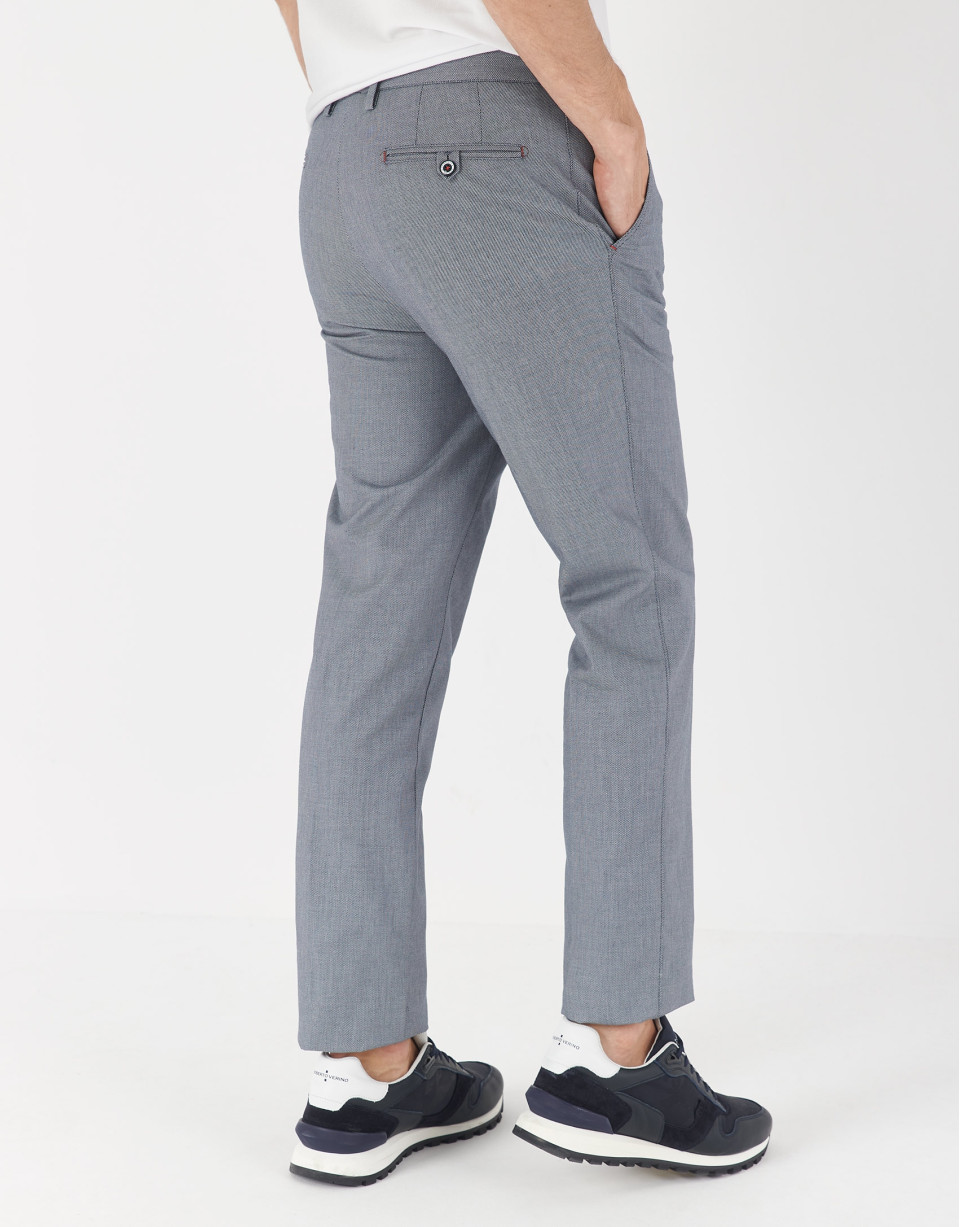 Blue bird's eye weave pants - Man - SS2021 | Roberto Verino