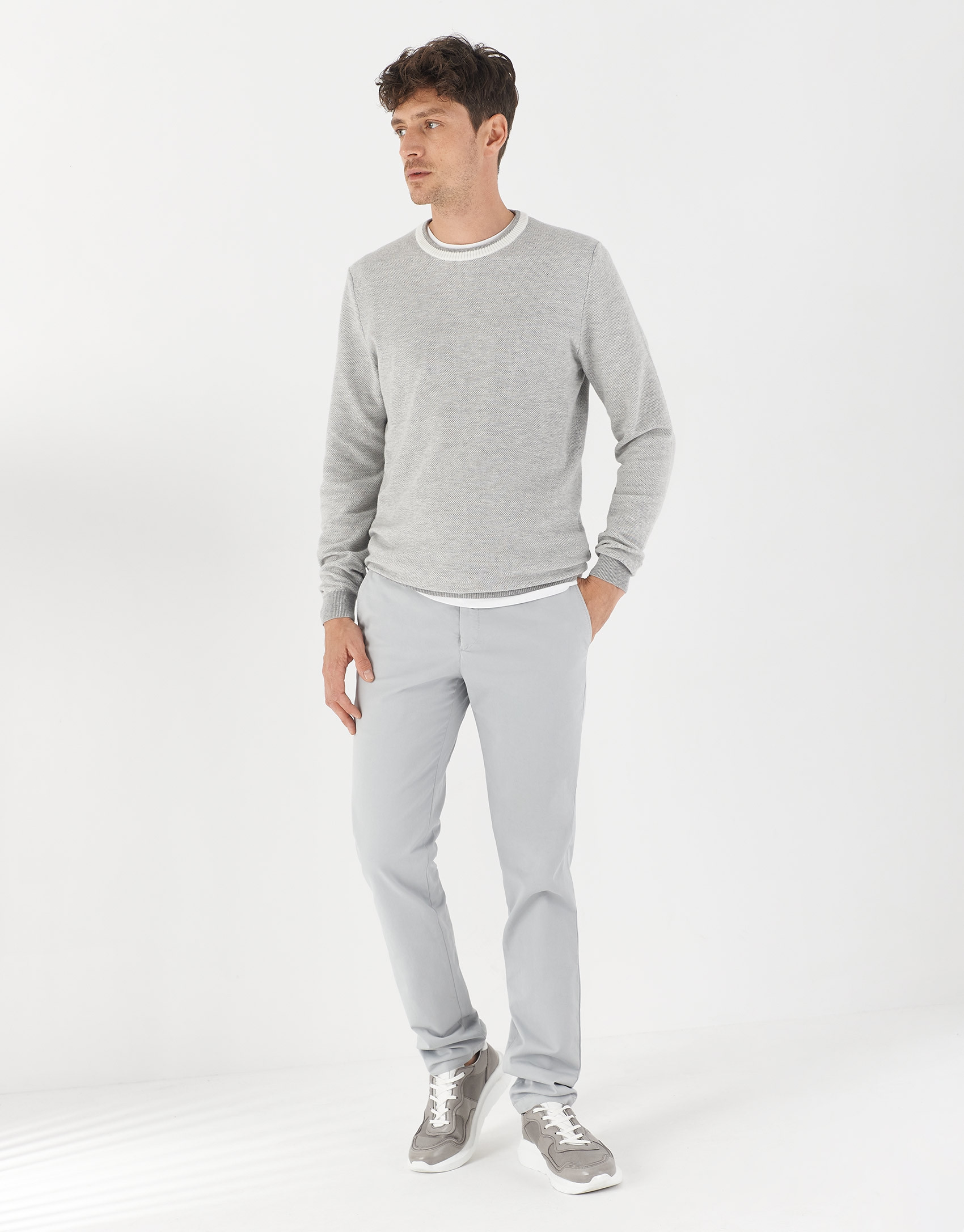 Light gray regular chino pants - Man - SS2021 | Roberto Verino