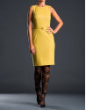 Mustard fitted dress with belt