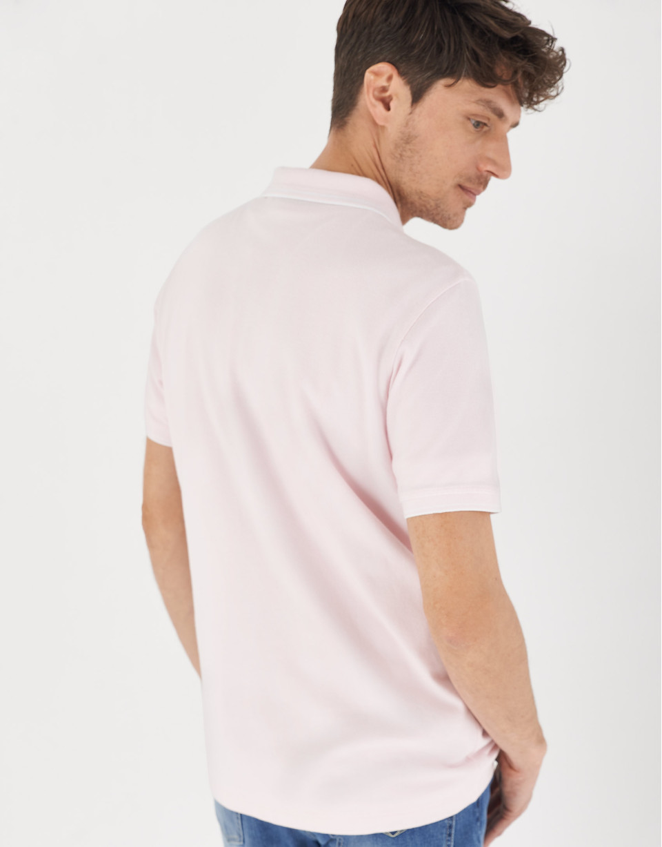 Pink pique cotton polo shirt with white outlines | Roberto Verino