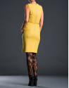 Mustard fitted dress with belt