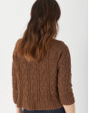 Brown cable-stitch short cardigan - Woman | Roberto Verino