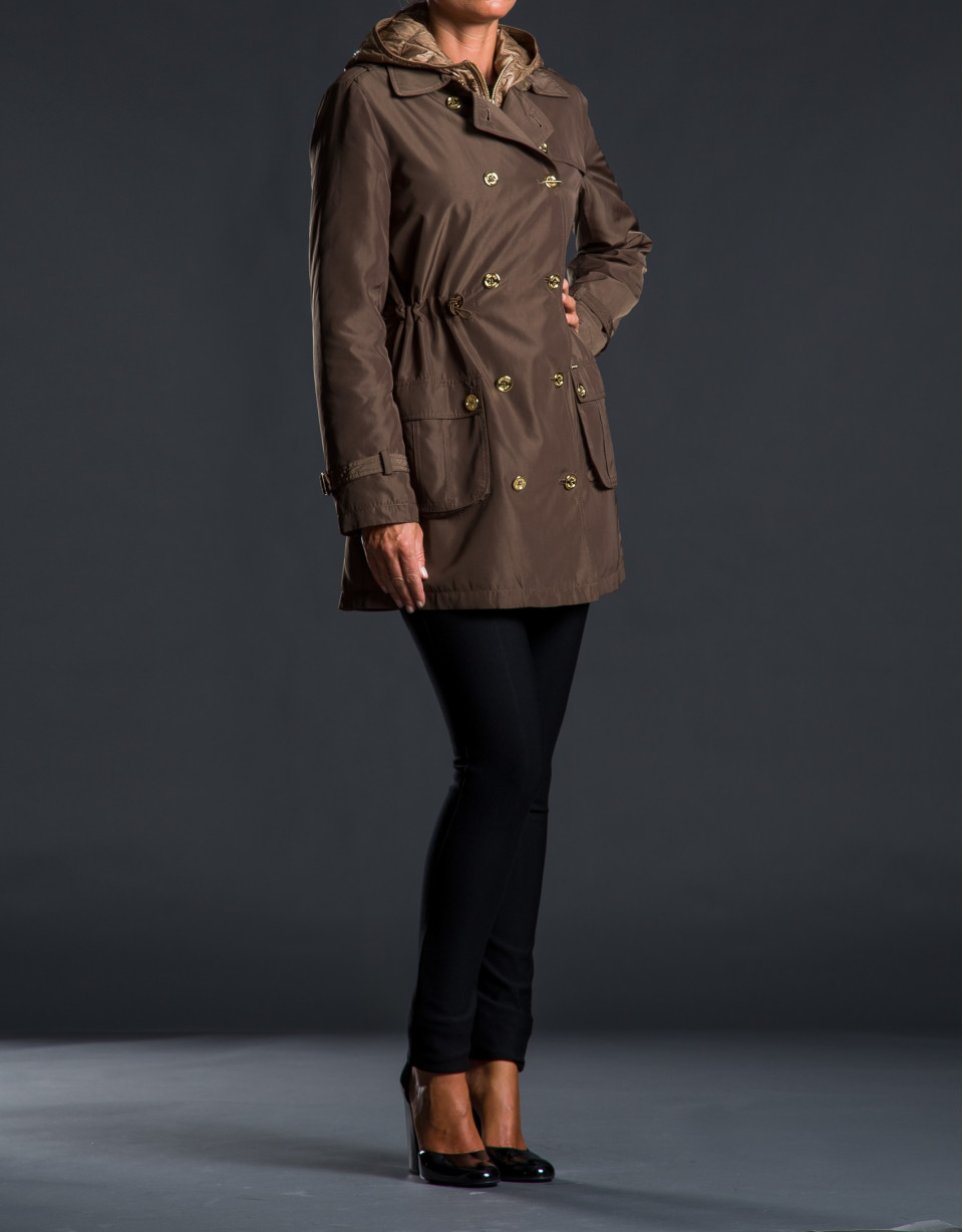 Brown trench coat with removable lining