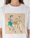 White top with fashion drawing of two figures | Roberto Verino