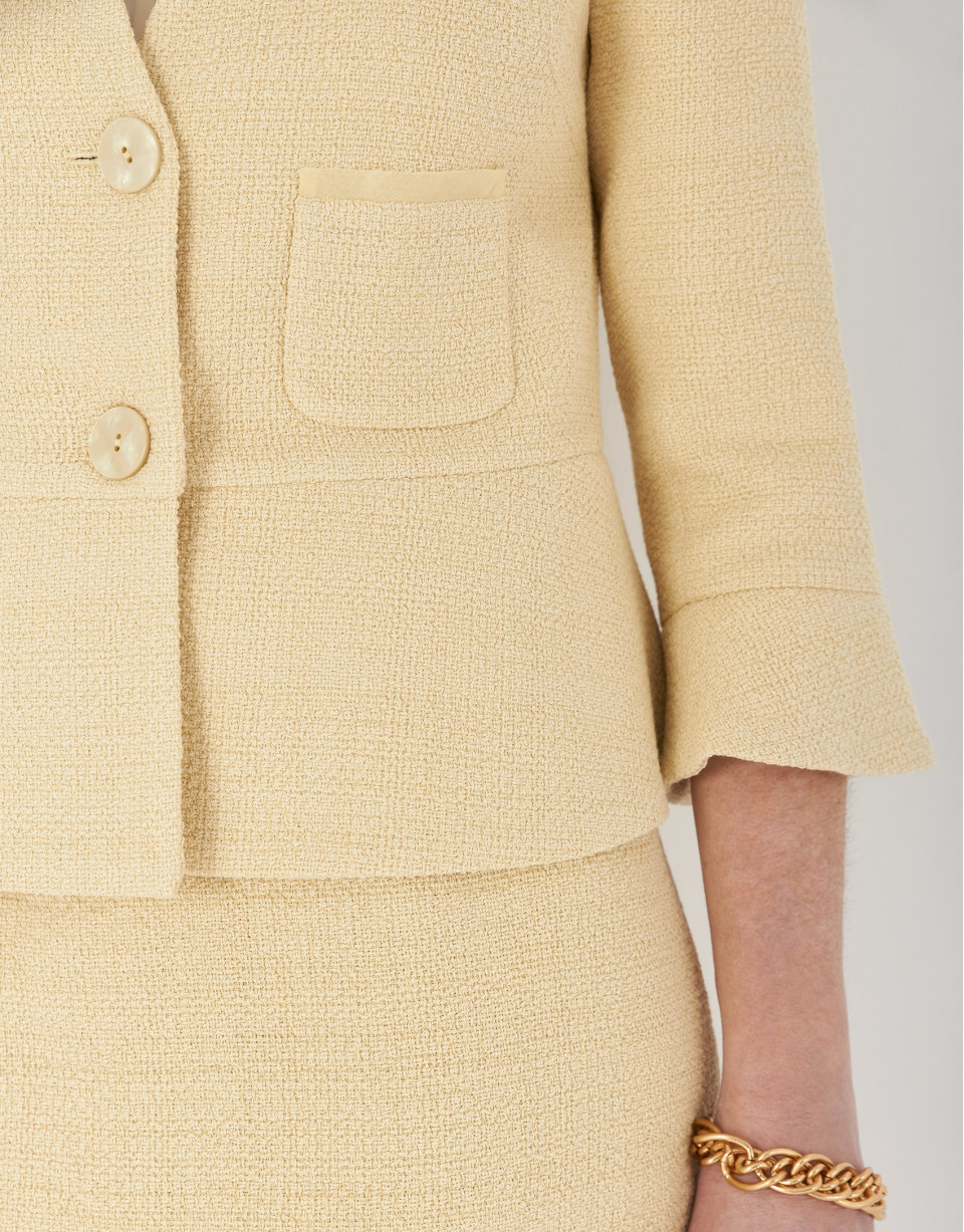 Chaqueta corta bajo evasé amarilla - Mujer | Roberto Verino