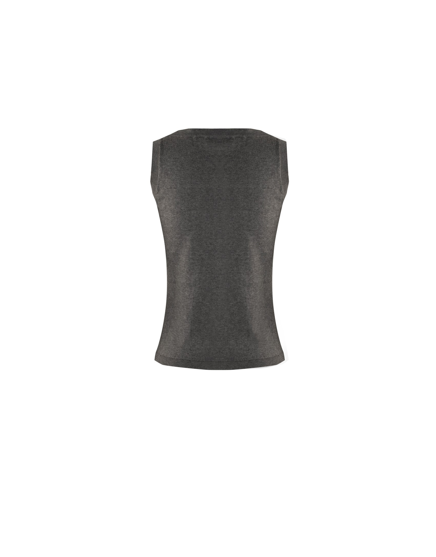 Sleevless grey round neck sweater