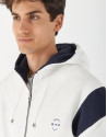 Sudadera cremallera felpa blanca/marino