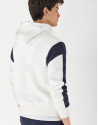 Navy blue and white plush zippered sweatshirt
