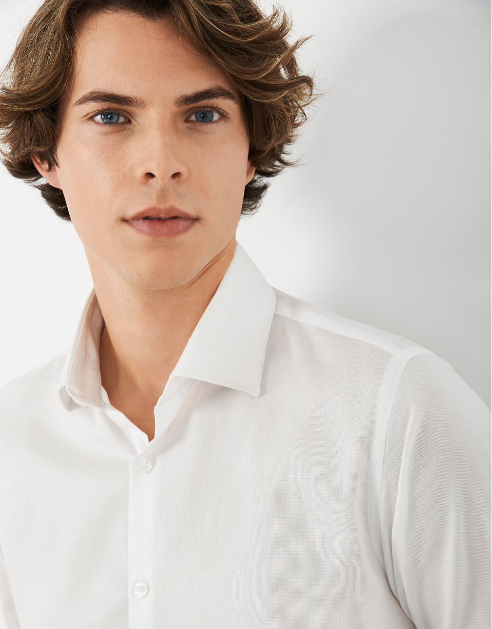 White fake plain cotton dress shirt - Man | Roberto Verino