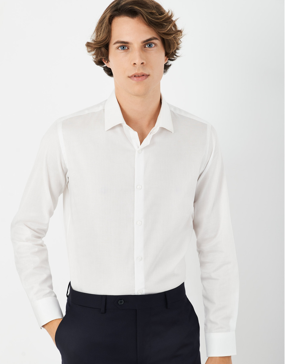 White fake plain cotton dress shirt - Man | Roberto Verino