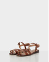 Light brown leather flat sandals