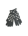 Guantes grises con topos blancos.