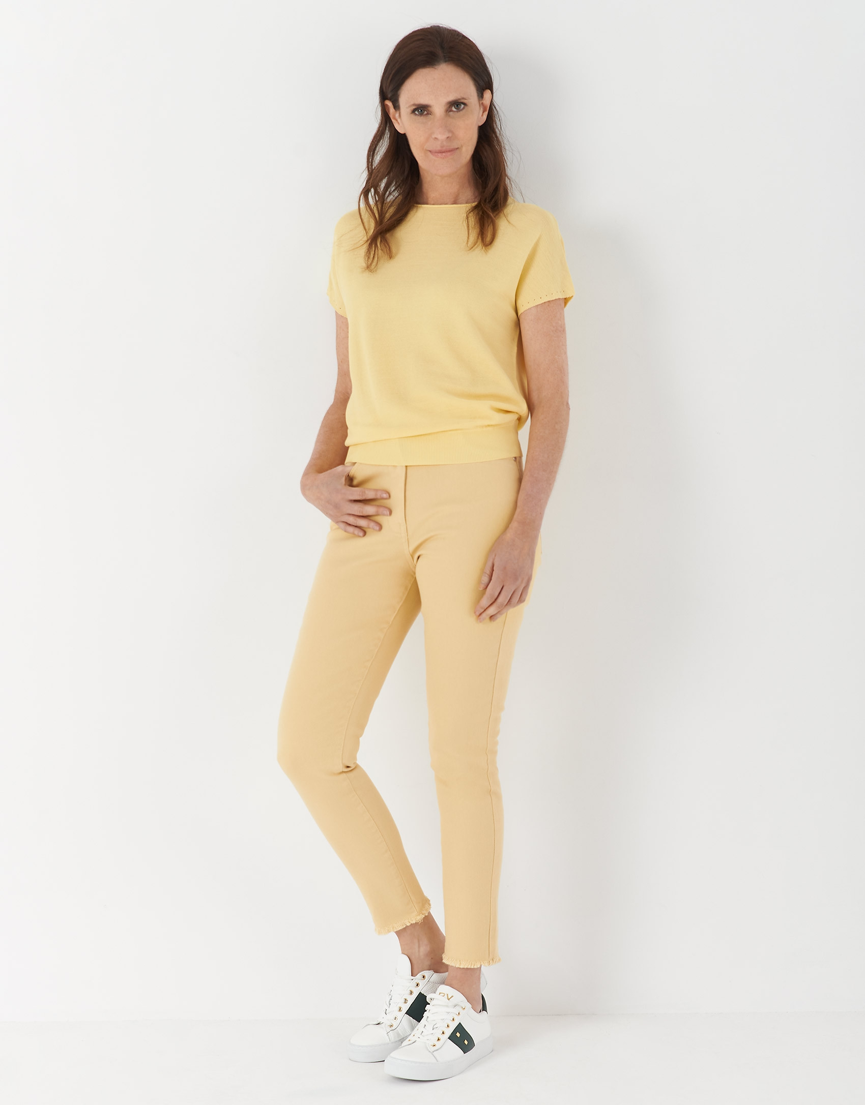Yellow knit sweater with bat sleeves - Woman | Roberto Verino