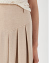 Sand-colored midi skirt with yoke and pleats | Roberto Verino