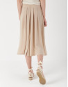 Sand-colored midi skirt with yoke and pleats | Roberto Verino