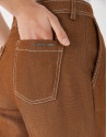 Brown high-waisted pants with turned up cuffs | Roberto Verino