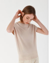 Sand-colored knit sweater with bat sleeves | Roberto Verino