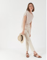 Sand-colored knit sweater with bat sleeves | Roberto Verino