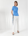 Camiseta drapeada en cintura azul - Mujer | Roberto Verino