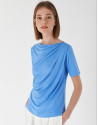 Blue top with draping at waist - Woman - SS2021 | Roberto Verino