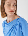 Camiseta drapeada en cintura azul - Mujer | Roberto Verino
