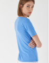 Blue top with draping at waist - Woman - SS2021 | Roberto Verino