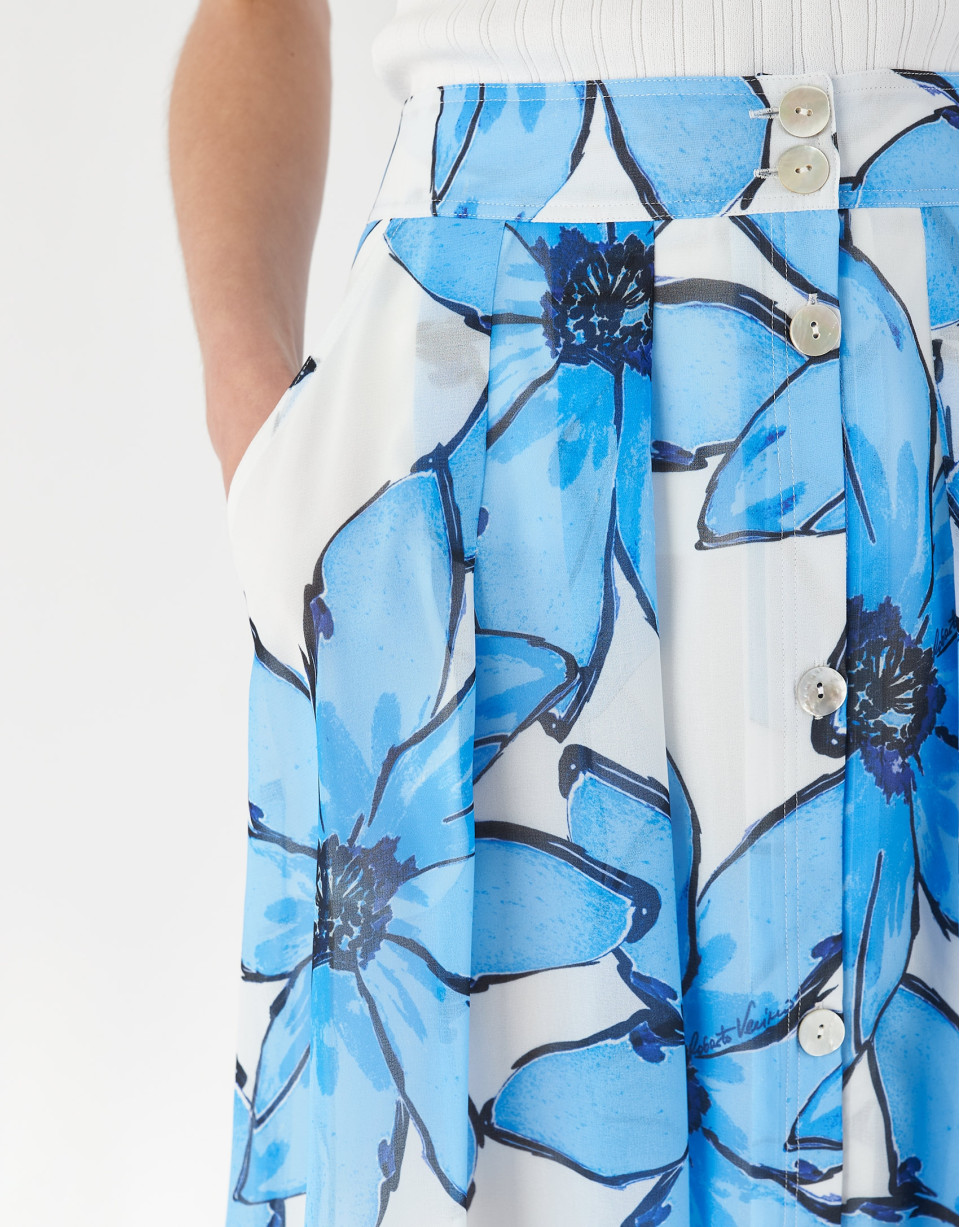 Falda con vuelo estampado floral grande - Mujer | Roberto Verino