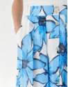 Blue floral print skirt with flounce - Woman | Roberto Verino