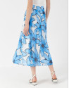 Blue floral print skirt with flounce - Woman | Roberto Verino