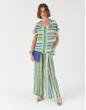 Multicolor striped, wide pants - Woman - SS2021 | Roberto Verino