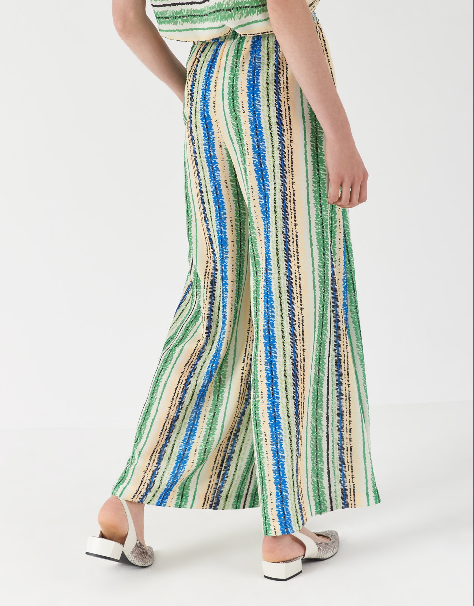 Multicolor striped, wide pants - Woman - SS2021 | Roberto Verino