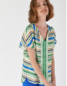 Multicolor loose shirt with V neck - Woman | Roberto Verino