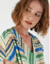 Multicolor loose shirt with V neck - Woman | Roberto Verino
