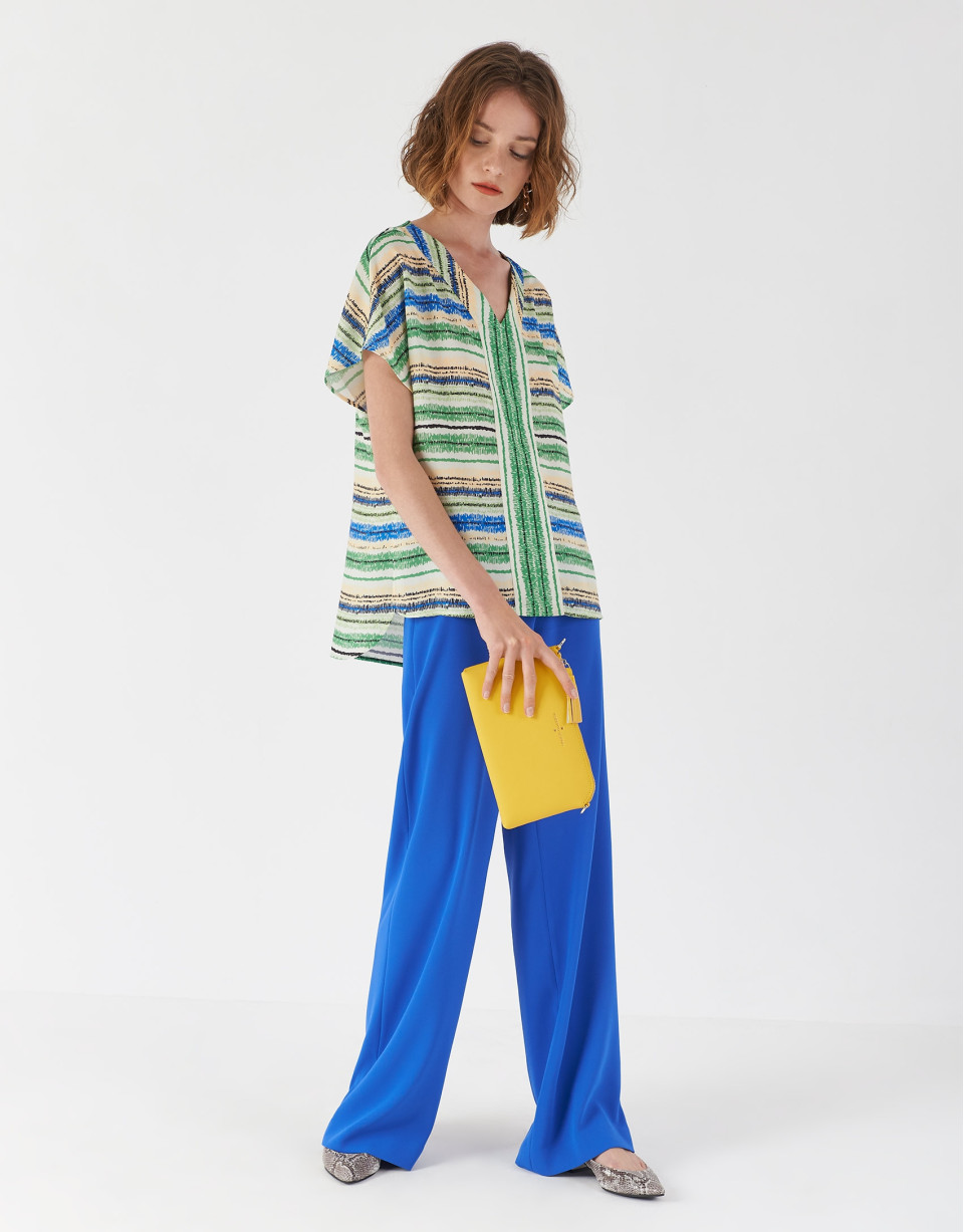 Multicolor loose shirt with V neck - Woman | Roberto Verino