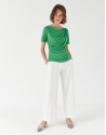 Green top with draping at waist - Woman | Roberto Verino