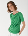 Camiseta drapeada en cintura verde - Mujer | Roberto Verino