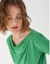 Camiseta drapeada en cintura verde - Mujer | Roberto Verino